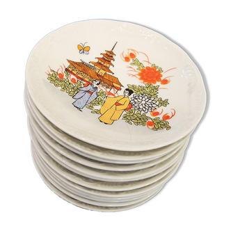 12 ceramic plates 'japan style' made in italy