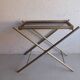 Serving tray, vintage serving tray in smoked glass and gold metal