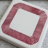 Porcelain underside, badonviller france, white and red underside, ceramic plate