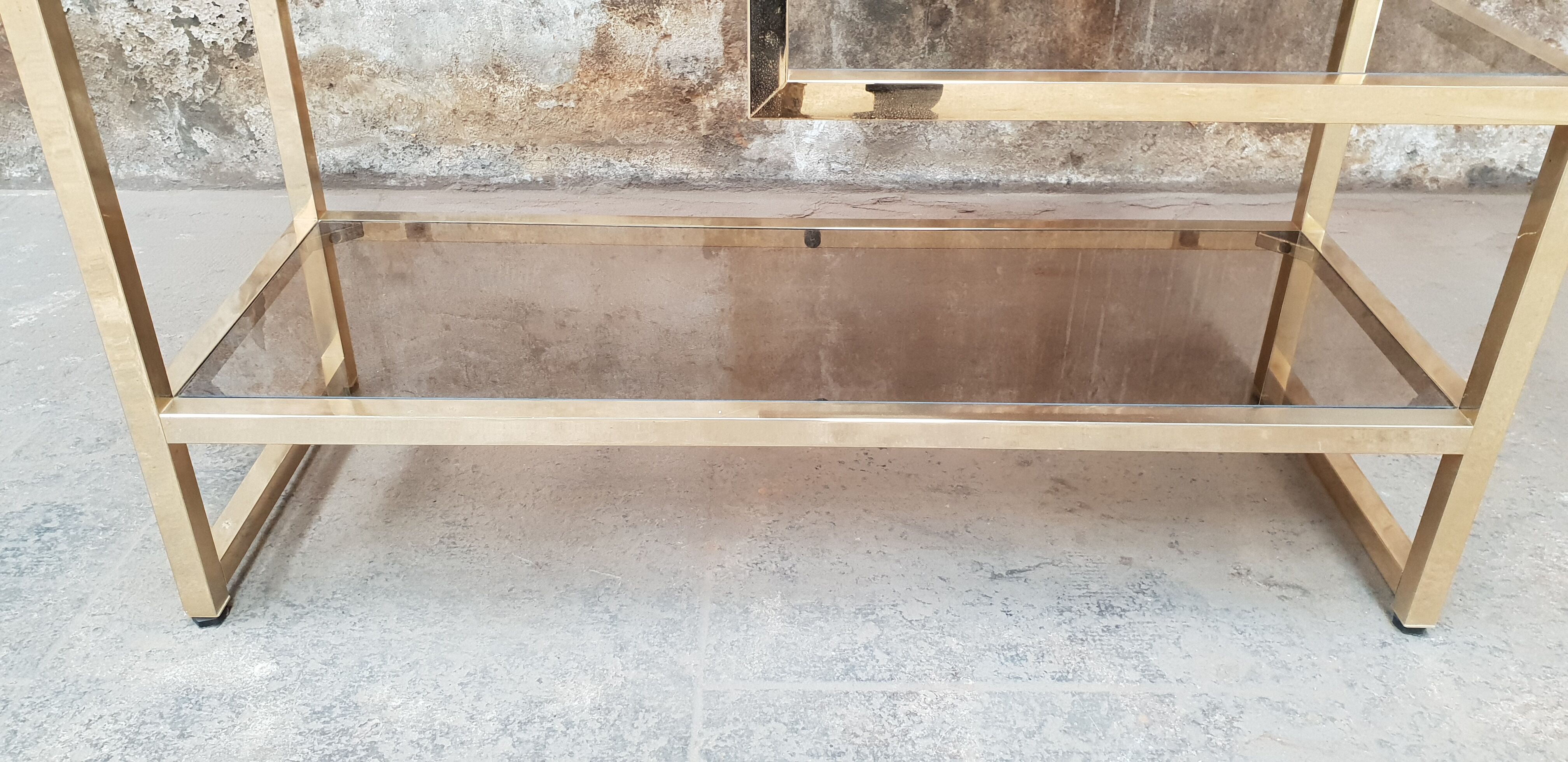 Vintage glazed brass shelf