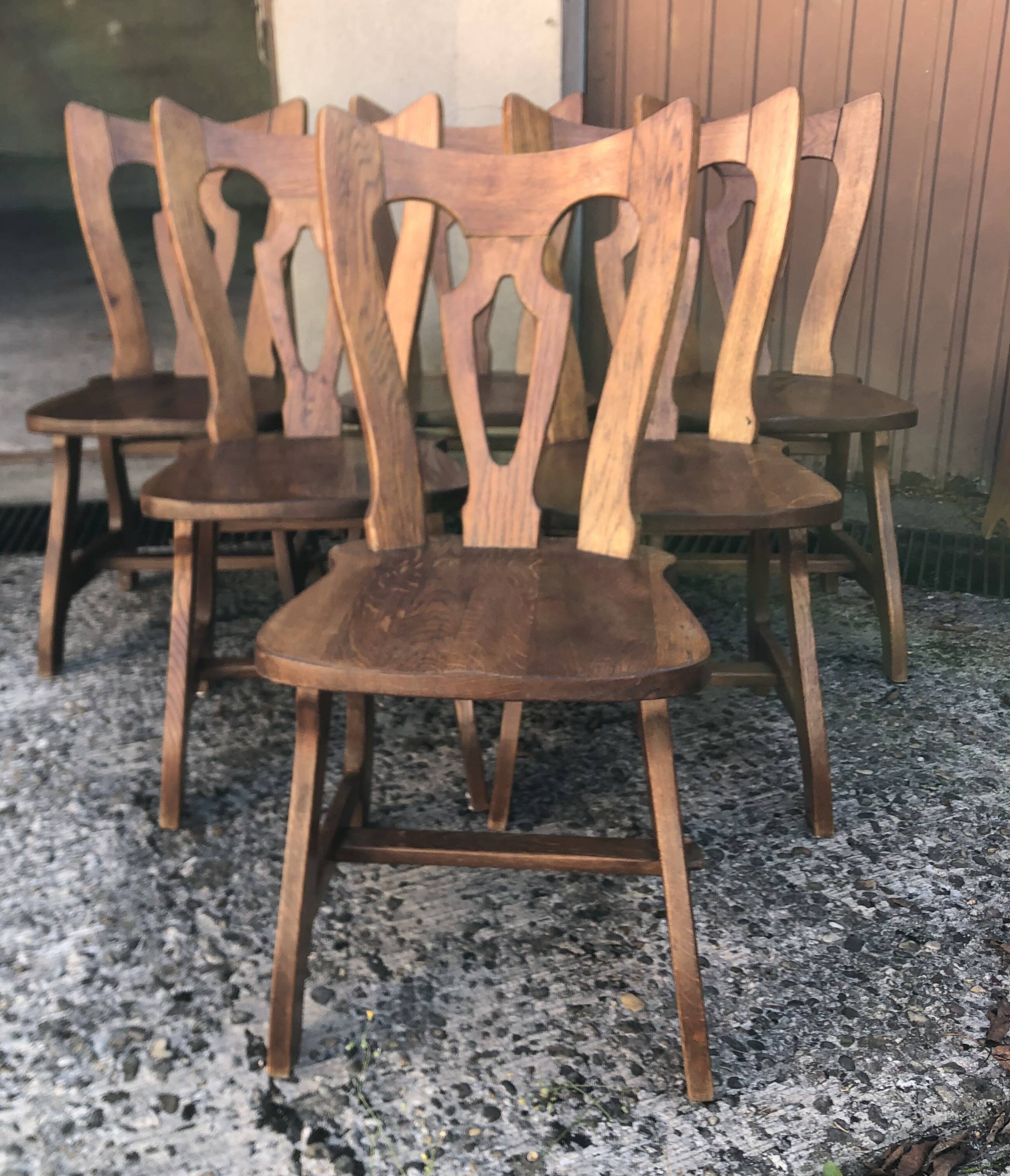 Vintage Brutalist Alsatian Bistro Chairs