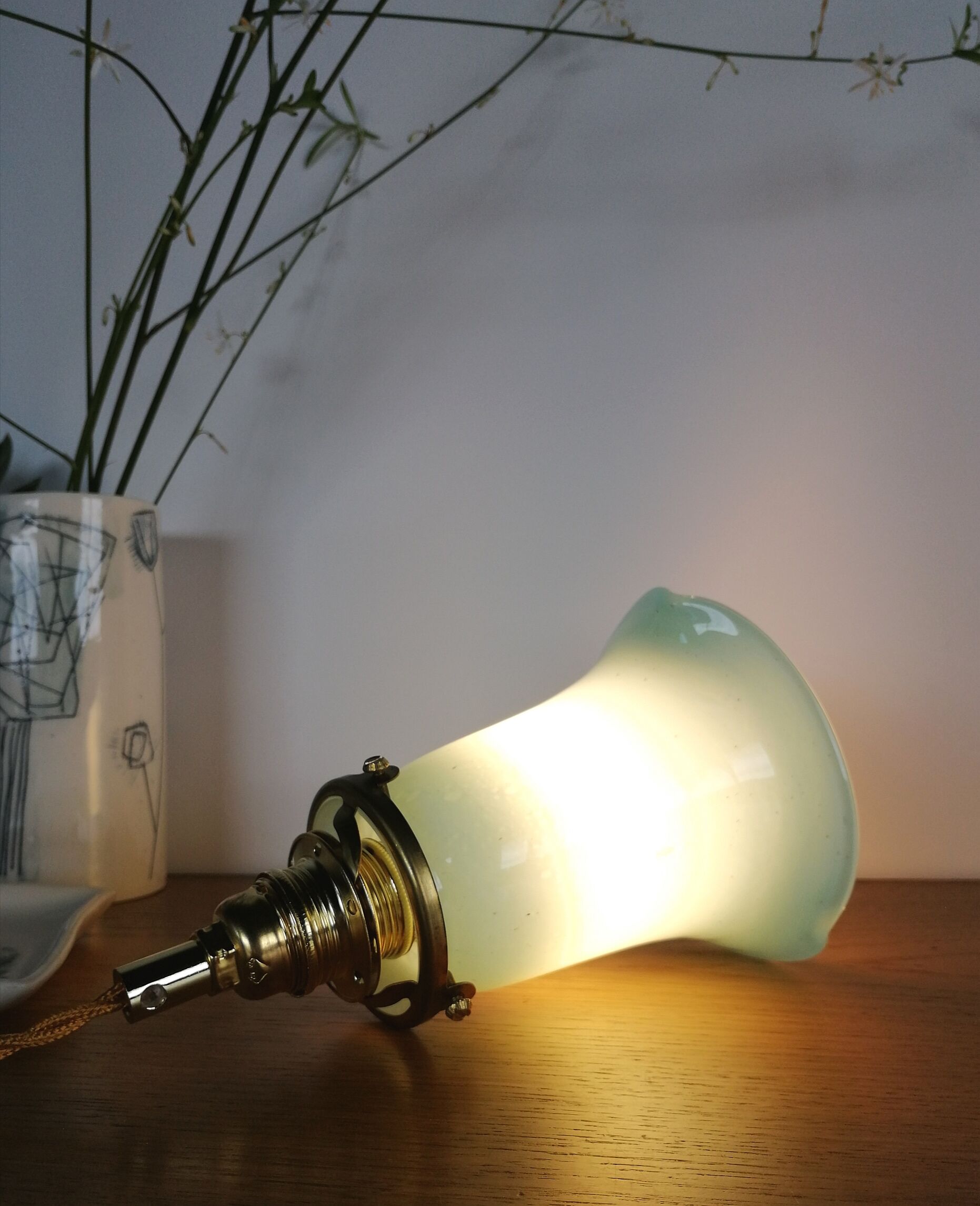 Vintage opaline suspension "light blue" vintage opaline suspension lamp