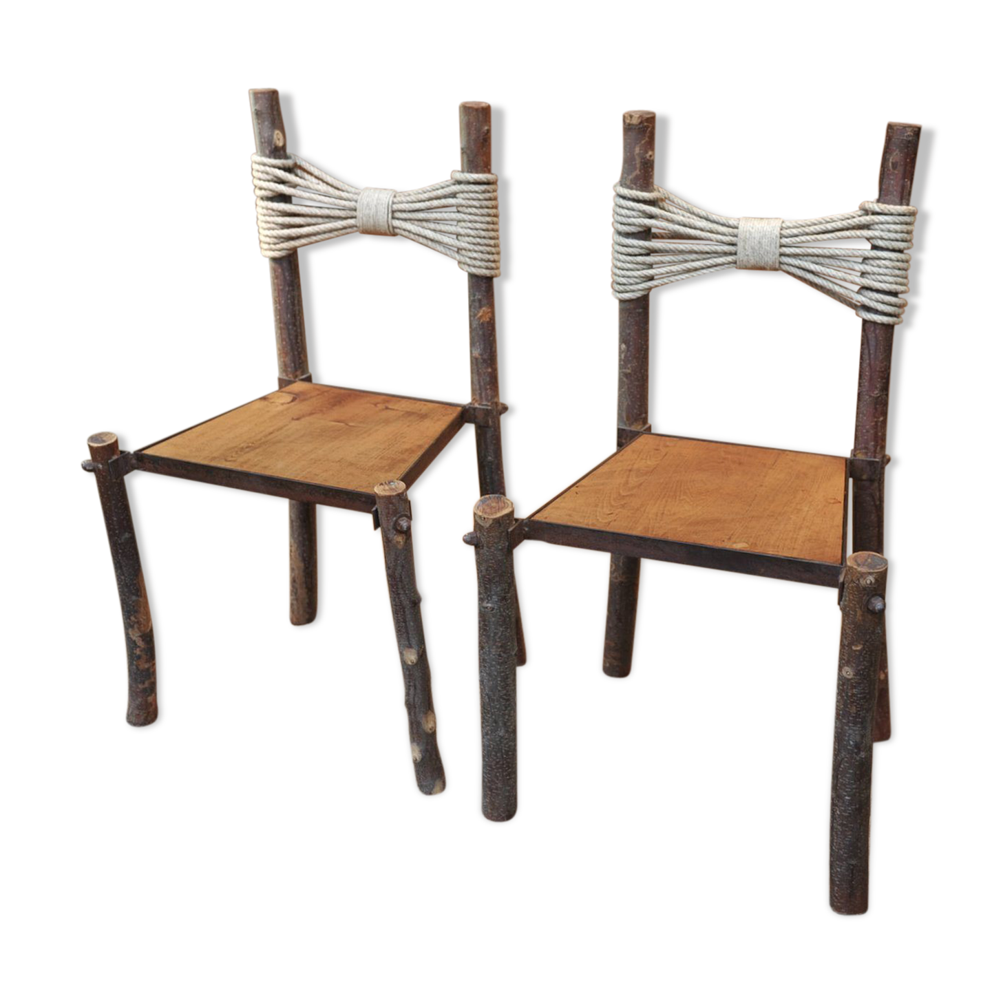 Vintage wooden chairs and 1950s rope