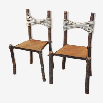 Vintage wooden chairs and 1950s rope