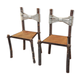 Vintage wooden chairs and 1950s rope