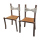 Chaises vintage en bois et corde 1950s