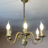 6-branch chandelier in gilded brass