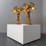 Pair of gold-plated palm tree table lamps by Hans Kögl, Germany, 1970s