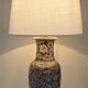 Chinese porcelain lamp foot with polychrome decoration of vintage flowers
