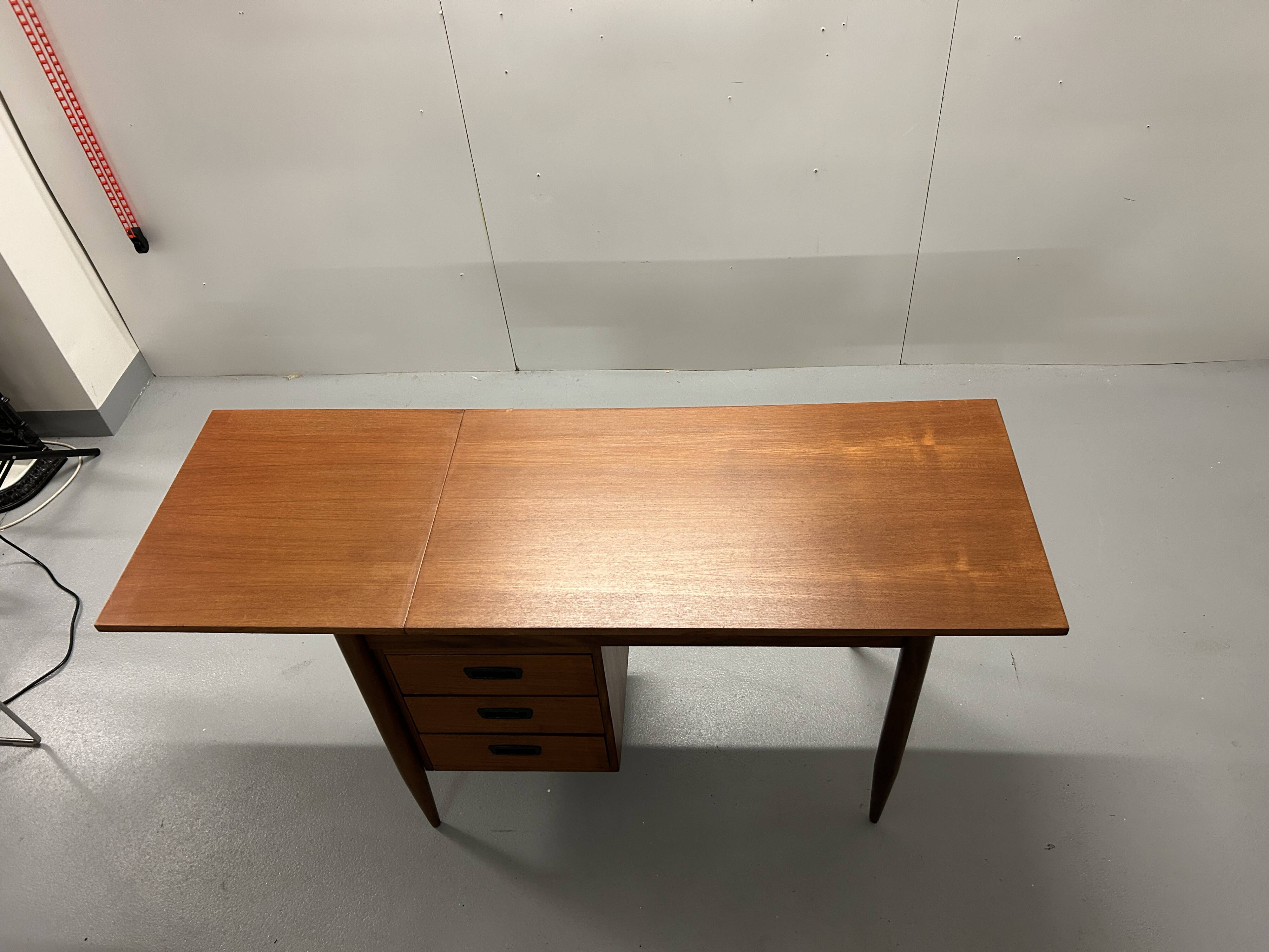 Danish teak drop leaf writing desk by arne vodder, 1960s