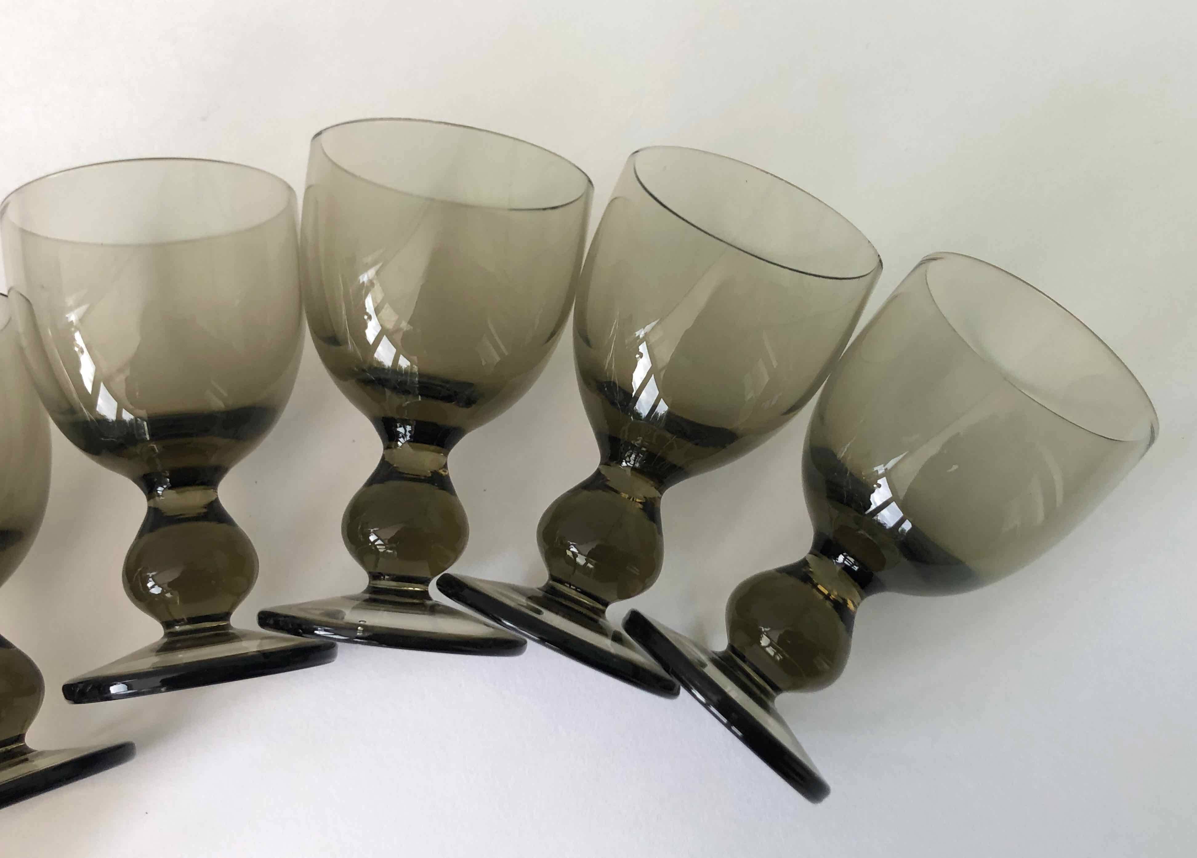 6 blown glass glasses and carafe 1960