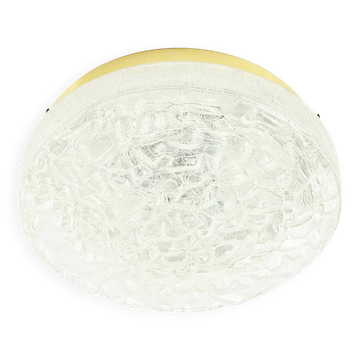 Grand plafonnier en verre de glace Murano de style mid-century moderne de Doria, années 1960.