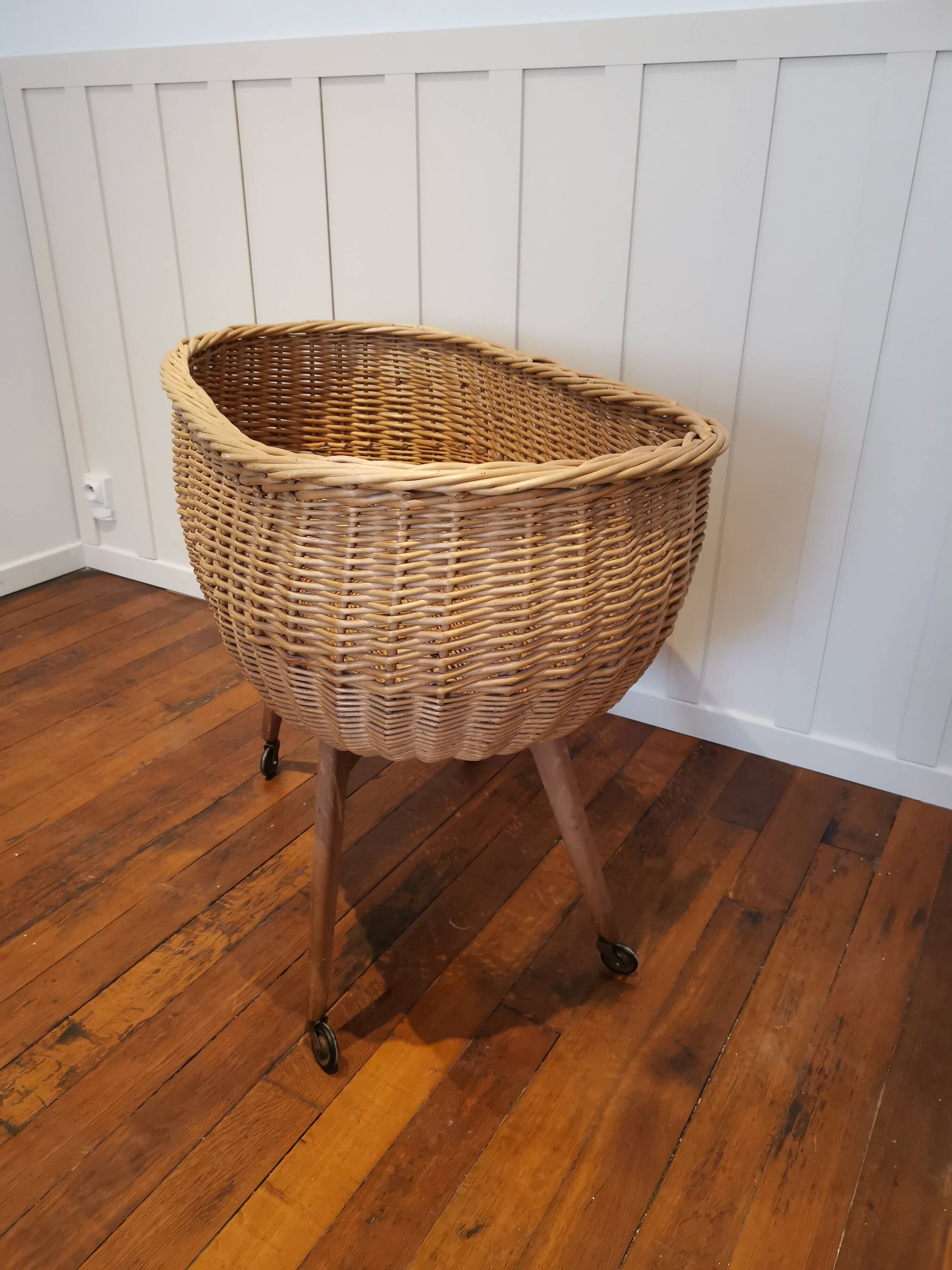 Vintage wicker cradle