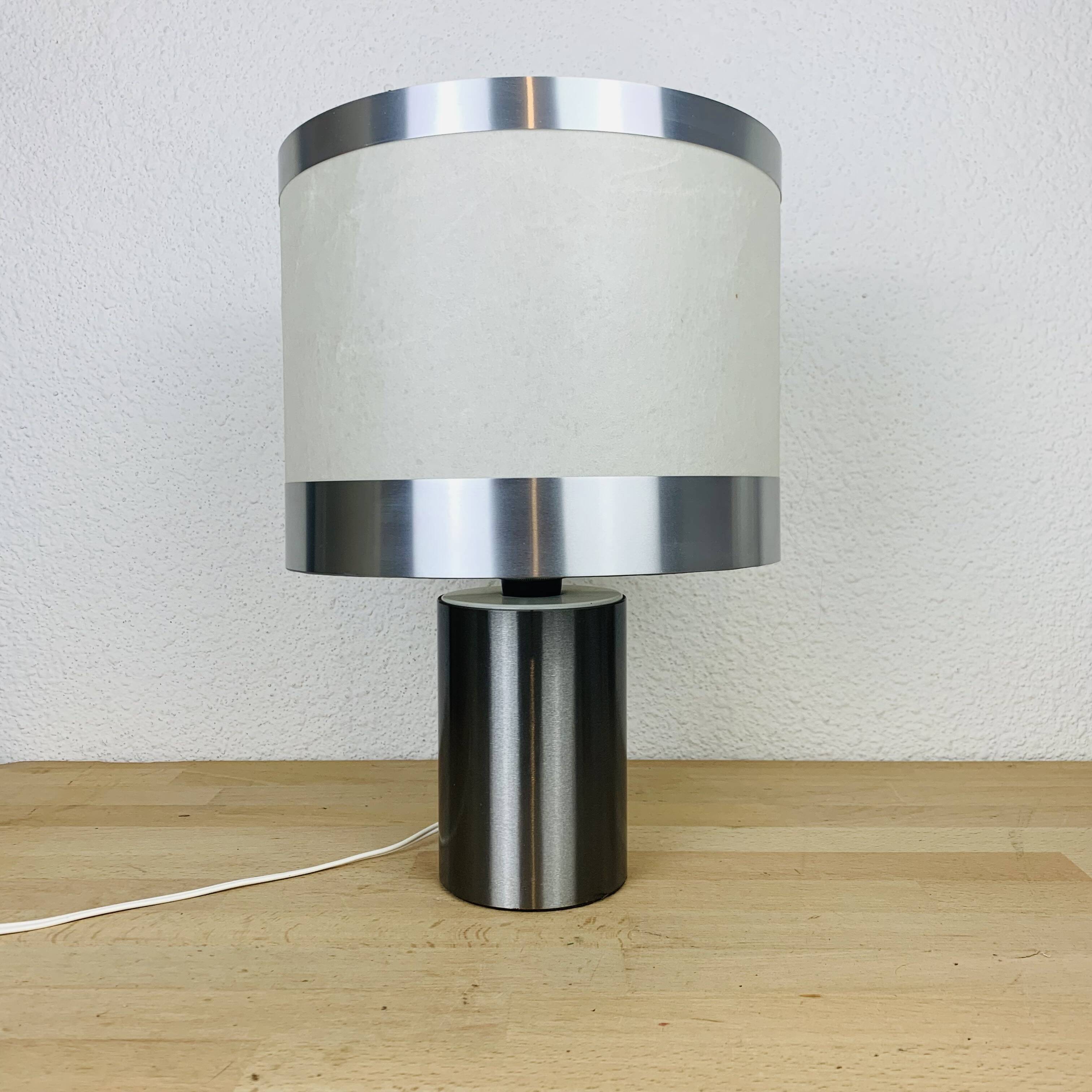 Reggiani cylinder lamp brushed metal 70s