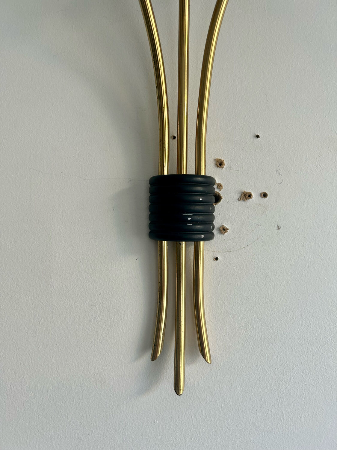 Pair of vintage wall lamps, solid brass, France 1950