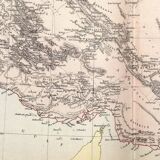 Antique  map of persia (iran) afghanistan, baluchistan. persian gulf. caspian 1886 map