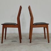 Pair of Scandinavian style leather and wood chairs 1970