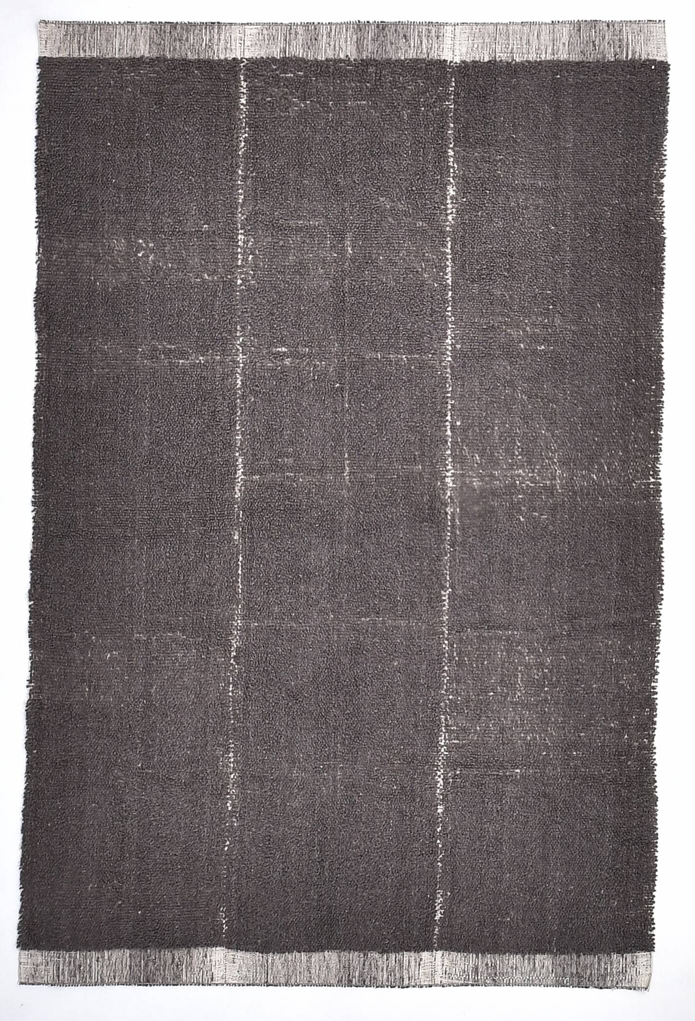 6x9 Dark Brown Handmade Wool Vintage Rug, 196x293Cm