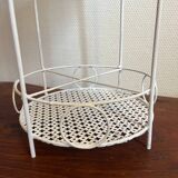 White perforated metal side table