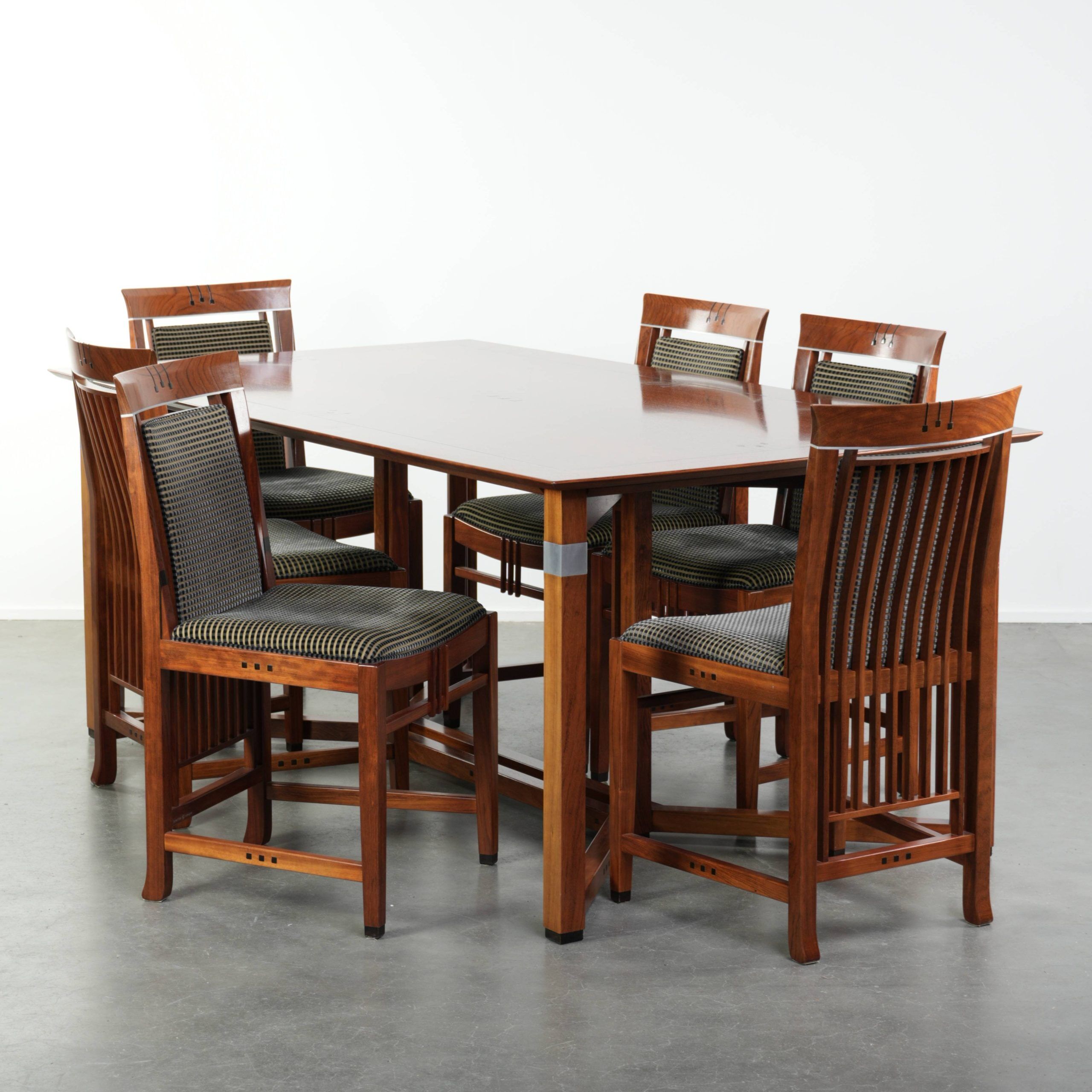 Art Deco design set consisting of a dining table and dining chairs