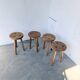 Set of 4 tripod stools from the 1950s.