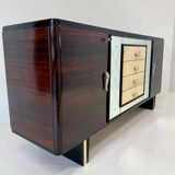 Italian 1940s Art Deco Sideboard in Macassar, Parchment, Attr. Osvaldo Bors