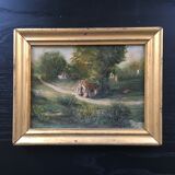 Thatched cottages and countryside