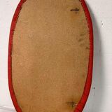 Vintage oval orange mirror seventies 46 X 80 cm