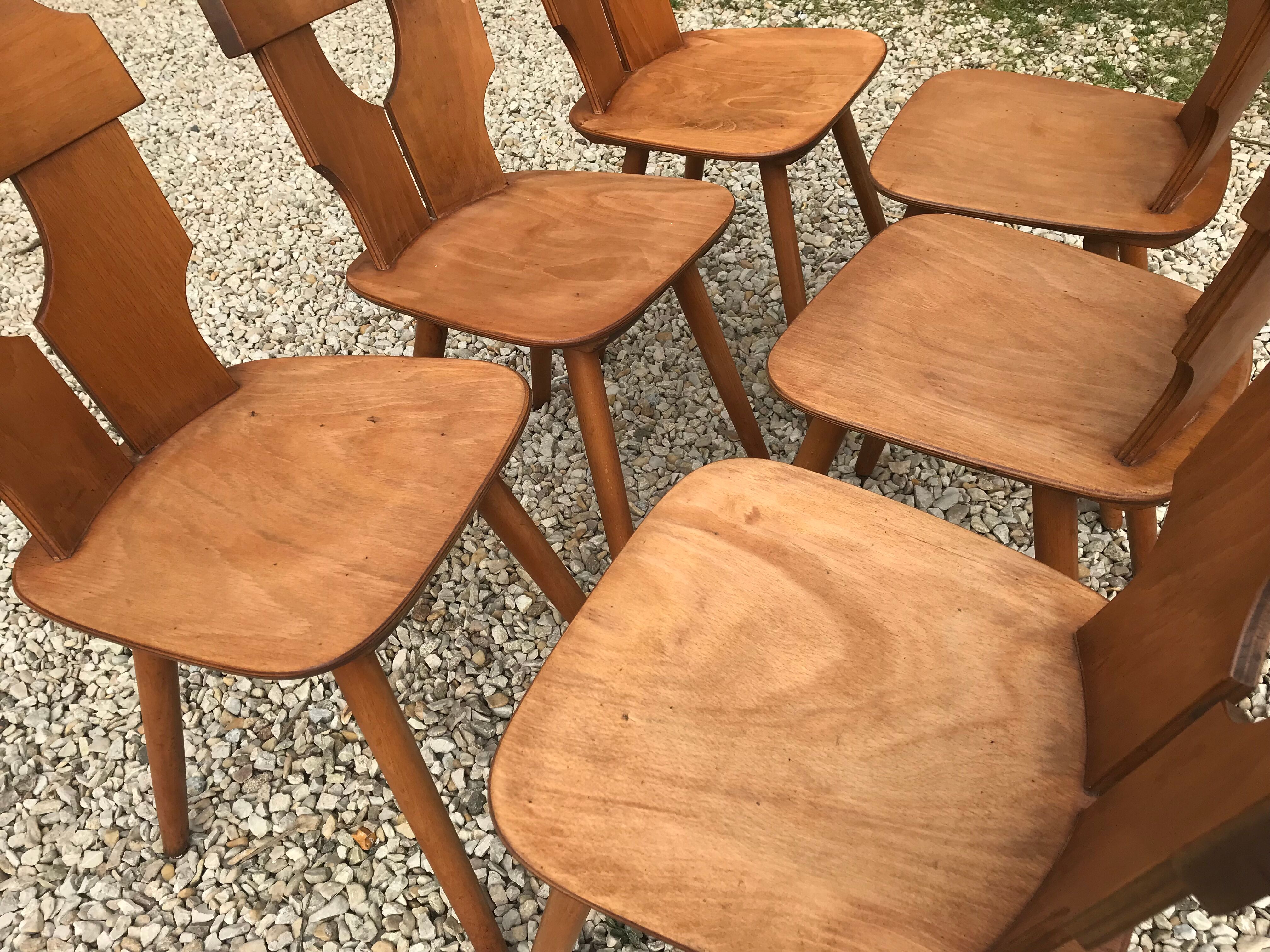 Set of 6 vintage brutalist chairs 1960-1980