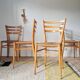Set of 4 vintage Italian chairs in wood and straw.