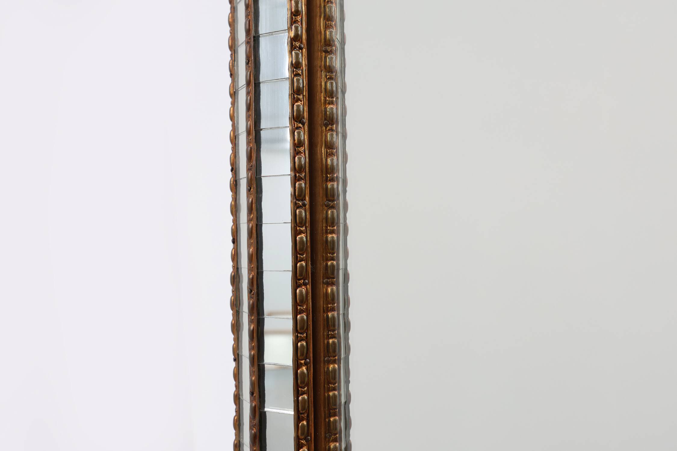 20th Century Spanish trapezoidal Venetian mosaic Mirror with brass details