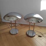 Paire de lampes champignon design Robert Sonneman 1989