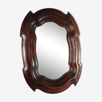 Mirror nineteenth century frame carved in a wooden block, Dutch style 65x44 cm SB