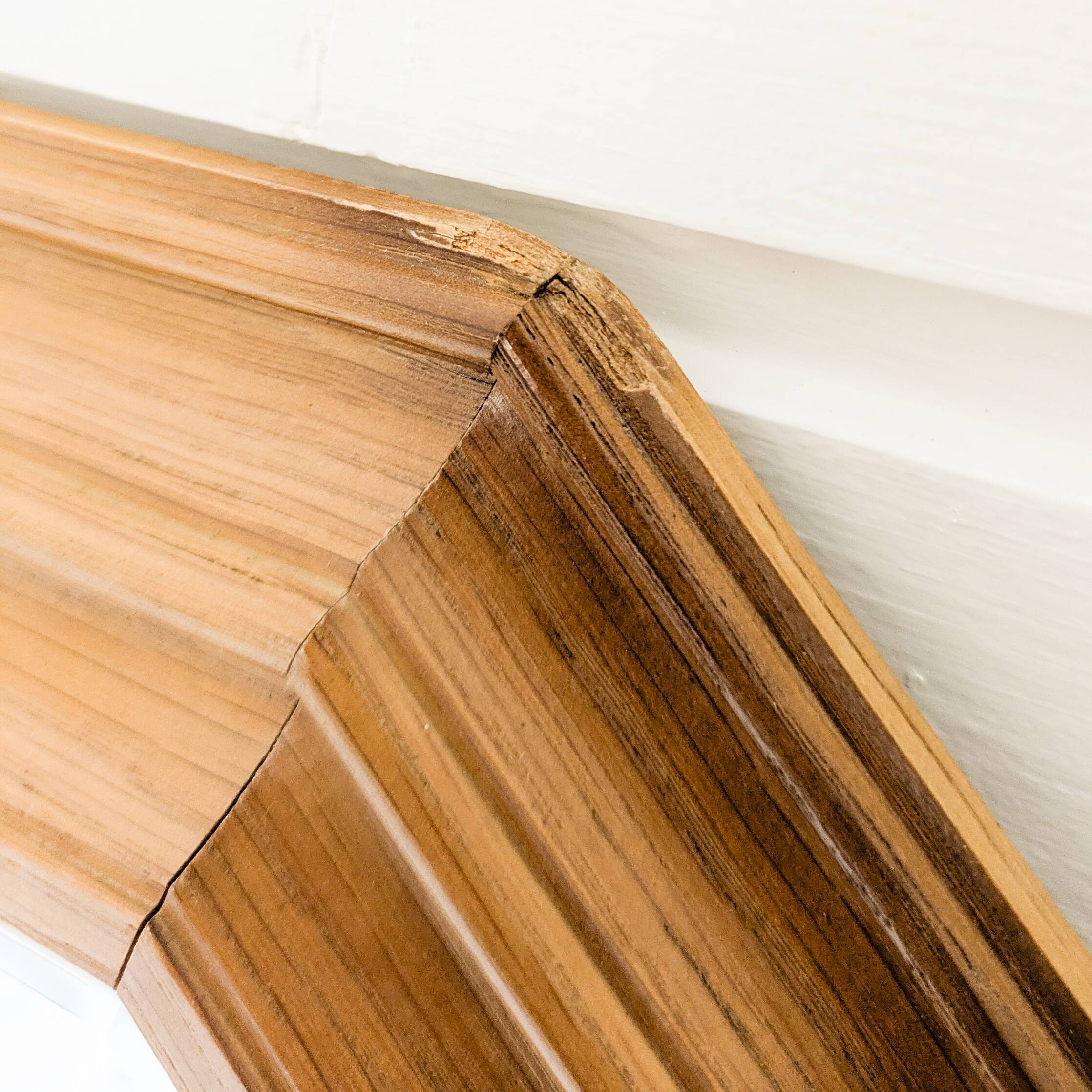 Miroir vintage octogonal en bois massif, style Mid-Century