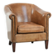 Characterful club chair made of sheepskin leather with light cognac colours