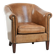 Characterful club chair made of sheepskin leather with light cognac colours