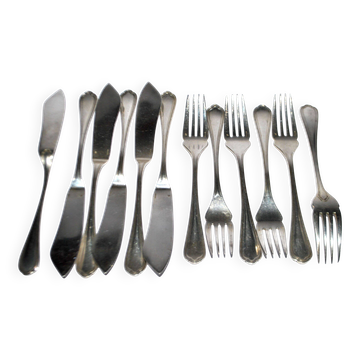 Christofle Spatours 12-piece fish cutlery set: 6 forks + 6 fillet knives