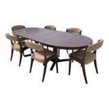 Baumann dining table and 6 gondola chairs set