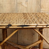 Table basse bout de canapé rotin
