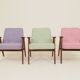 Mid-century modern armchair, oak wood, natural wool.