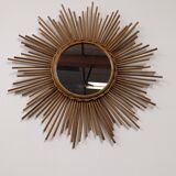 XL rattan sun mirror from the 50s/60s