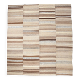 Brown & Beige Striped Large Vintage Kilim Rug, 306x336Cm