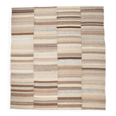 Brown & Beige Striped Large Vintage Kilim Rug, 306x336Cm