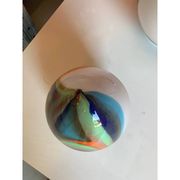 Murano Style Glass Multicolored Reeds White Egg Lamp