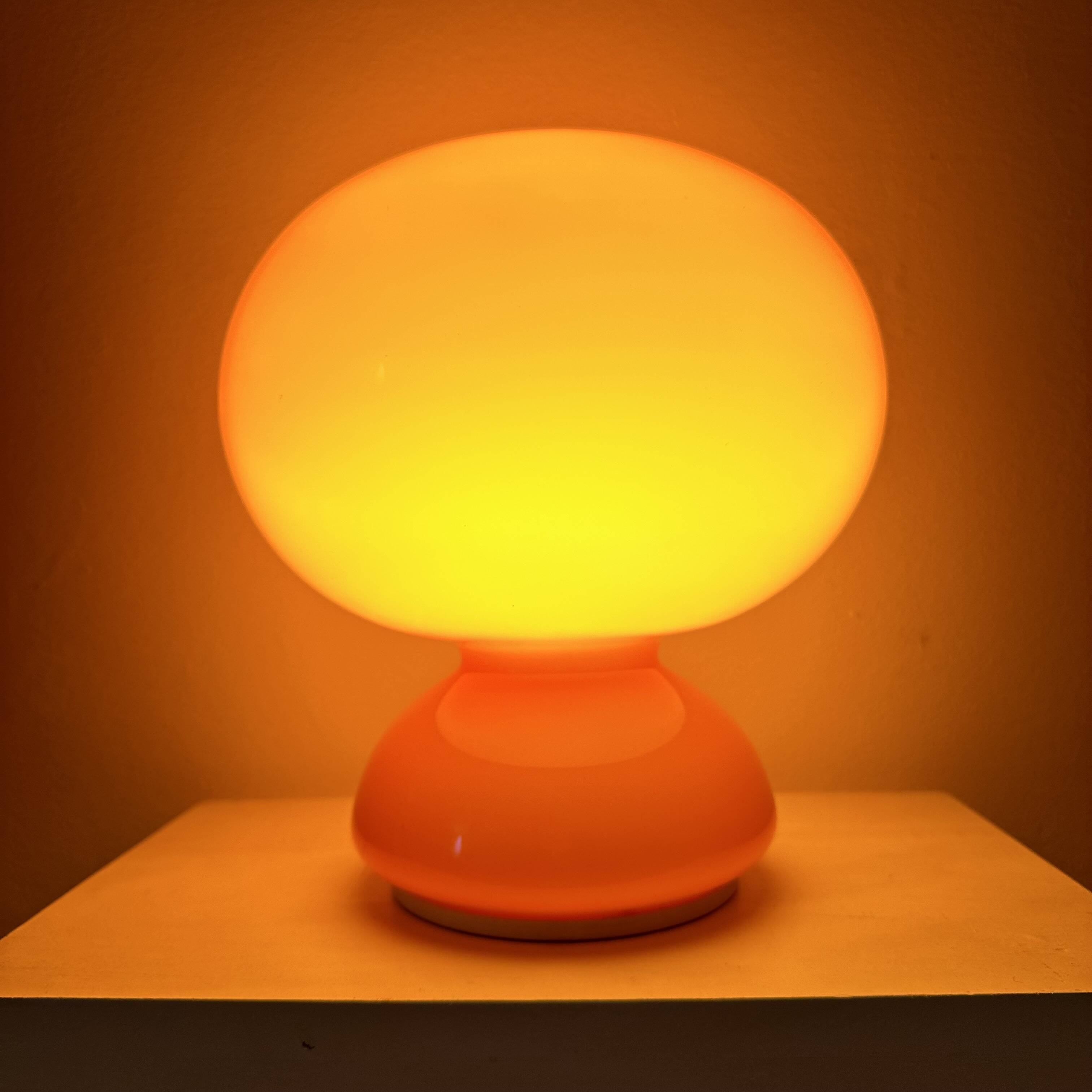 Space age orange glass table lamp , 1970s
