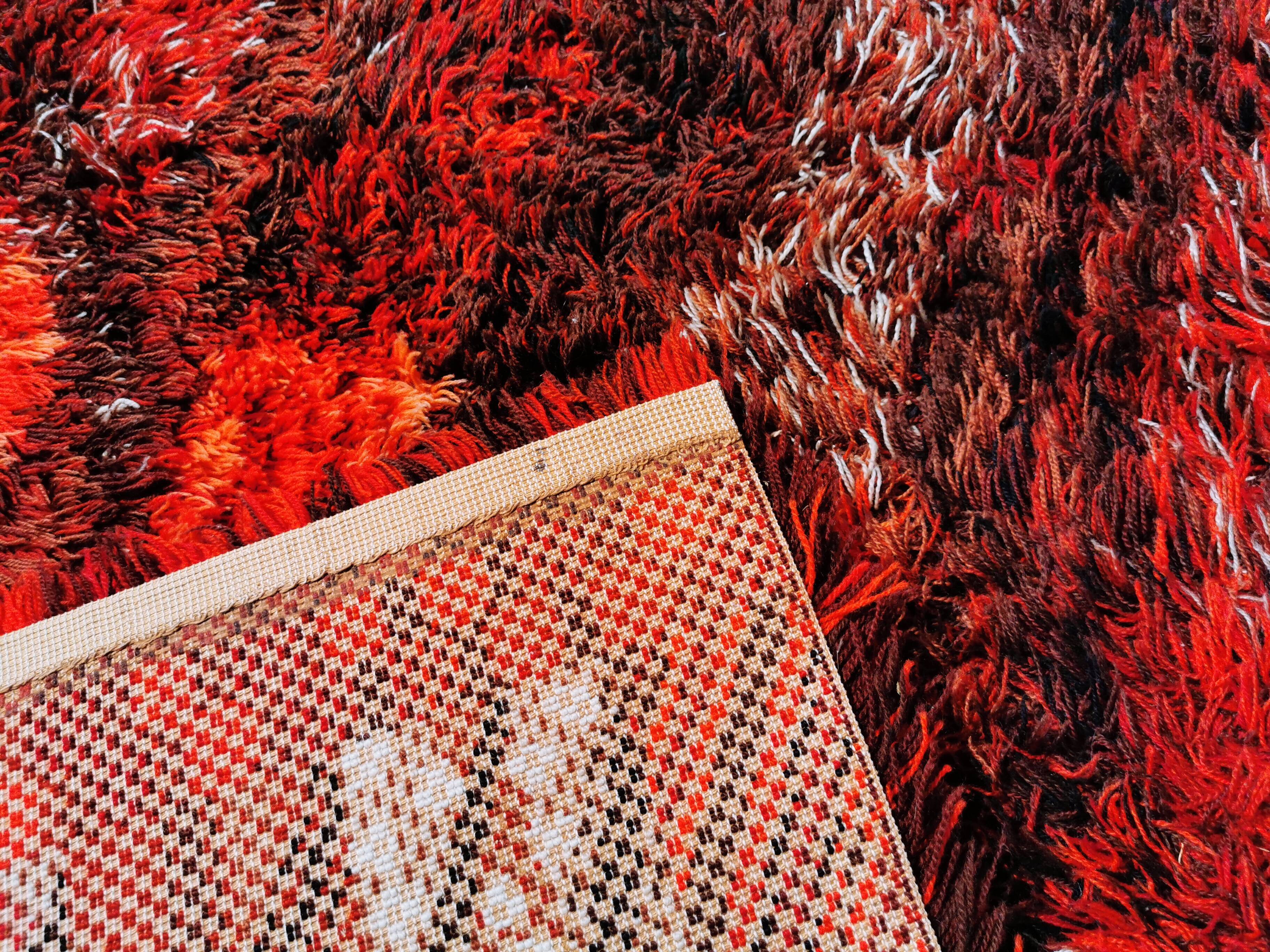 Swedish handmade wool - rya rug. estimated 1960s.