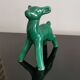 Vintage art deco green earthenware doe from the 60s