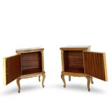 Tables de chevet italiennes en placage de noyer du milieu du siècle, années 1960.