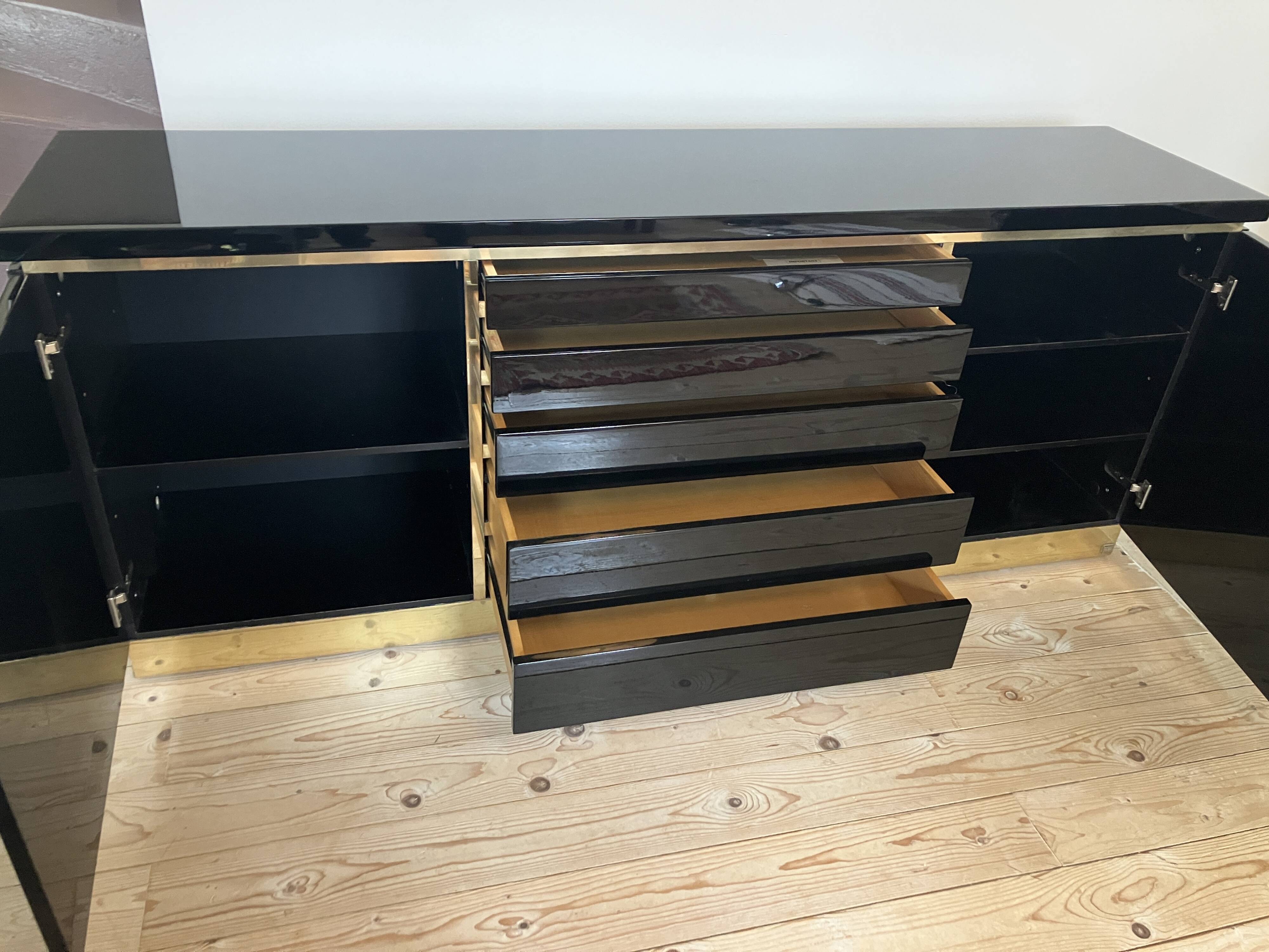 black lacquered sideboard by Jean Claude Mahey 1970