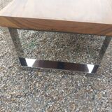 Elm tray table with chrome base